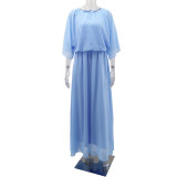 Frühlings-Sommer-Frauen-Chiffon- langes Kleid-dünne Taillen-schickes Kleid-Maxikleid