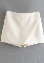 Women's All-Match High Waist Irregular Culottes Solid Color Shorts