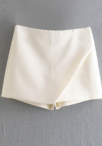 Culottes irregulares de cintura alta que combinan con todo para mujer Pantalones cortos de color sólido