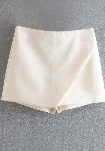 Culottes irrégulières taille haute All-Match pour femmes Shorts de couleur unie