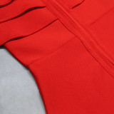 The Red Dress High Sense Party Off Shoulder Bandage Dress