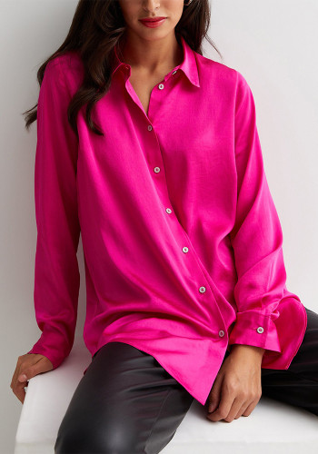 Kariyer Kadın Bluz Düz Renk Gevşek Şık Zarif Uzun Kollu Gömlek