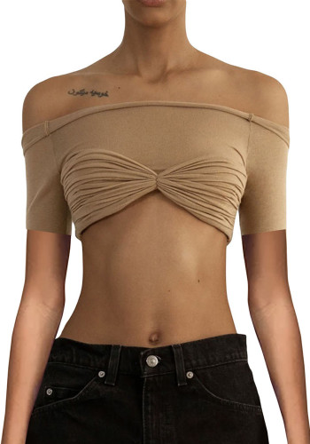 T-shirt court à manches courtes à épaules dénudées pour femmes printemps-été