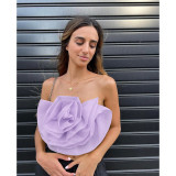 Women's Fashion Sexy Organza Flowers Camisole Strapless Top