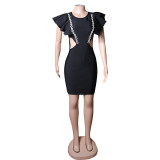 Spring Reception Haute Couture Tight Fitting Dress Ruffled Sleeve Dress Women's Dress Bandage Dress