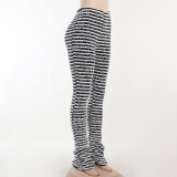 Spring Women'S Fashion Stripe Contrast High Waist Slim Butt Lift Casual Pants
