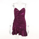 Ladies Sexy Chic Evening Gown High Waist Strapless Mini Party Dress