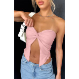 Women's Fashion Sexy Solid Knot Strapless Low Back Top