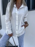 Career Women Blouse Women Solid Color Loose Spring Long Sleeve Comfortable Casual Shirt