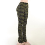 Spring Women'S Fashion Stripe Contrast High Waist Slim Butt Lift Casual Pants