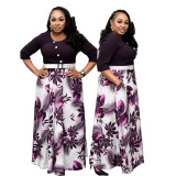 Africa Plus Size Women's Maxi Dress Casual Women's Knitting Round Neck A-Line Dress