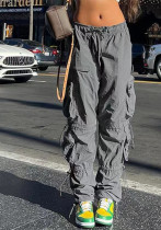 Women American Street Style Multi Pocket Loose Hip Hop Trousers