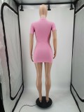 Ladies Print Short Sleeve Mini Dress