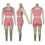 Women Solid Tank Top and Shorts Two-Piece Set