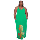 Plus Size Women Printed Slip Dress