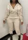 Women Fall/Winter Solid Fleece Hoodies and Pant Two-Piece Set