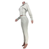 Conjunto de dos piezas con capucha y pantalón de tejido Fleece para mujer Otoño/Invierno