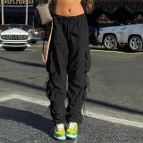 Lose Hip-Hop-Hose im American Street Style für Damen mit mehreren Taschen