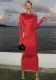 Women Sexy Side Cutout Tether Round Neck Long Sleeve Dress