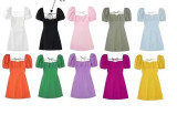 Women Square Neck Short Sleeve Dress