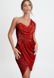 Frauen ärmelloses One-Shoulder-reizvolles Schlitzkleid