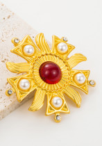 Retro pearl brooch Vintage middle-aged accessories local tyrant gold brooch exquisite corsage