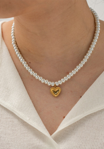 18 Karat vergoldete Perlen-Liebesanhänger-Halskette im europäischen und amerikanischen Trendnetz rot im Stil verblasst nicht