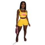 Women's Letter Print Tank Shorts Two-Piece Set