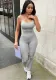 Women's Knitting Solid Color Tight Fitting Suspender Long Jumpsuit