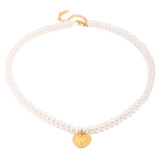 European and American trend net red ins style 18k gold-plated pearl love pendant necklace does not fade necklace