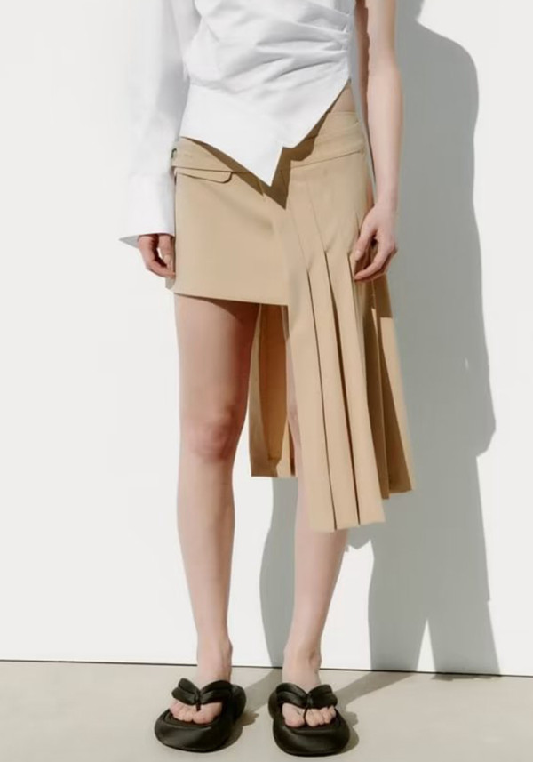 falda suave plisada ancha asimétrica de primavera para mujer