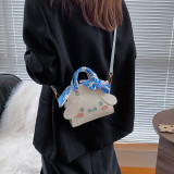 Bolso de mujer, bolso de material Diy, bolso de hombro portátil con lazo de perro pequeño de leche hecho en casa, bolso de mensajero de pu