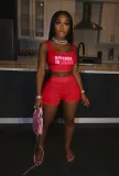 Women's Letter Print Tank Shorts Two-Piece Set