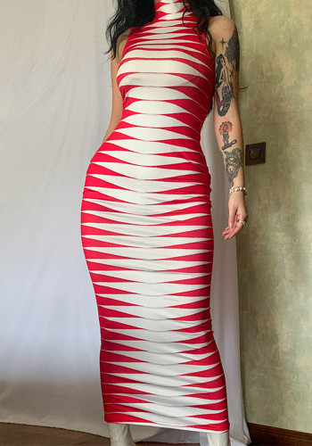 Chaleco estampado de primavera Vestido largo Ropa de mujer