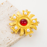 Retro pearl brooch Vintage middle-aged accessories local tyrant gold brooch exquisite corsage
