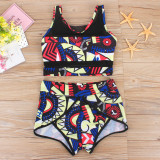 New mesh splicing hollow multi-color triangle large size plus size swimsuit