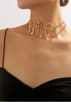 Retro LOVE Letter Necklace Metal Texture Heavy Industry Personality Hip Hop Creative Necklace