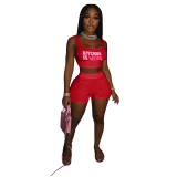 Women's Letter Print Tank Shorts Two-Piece Set