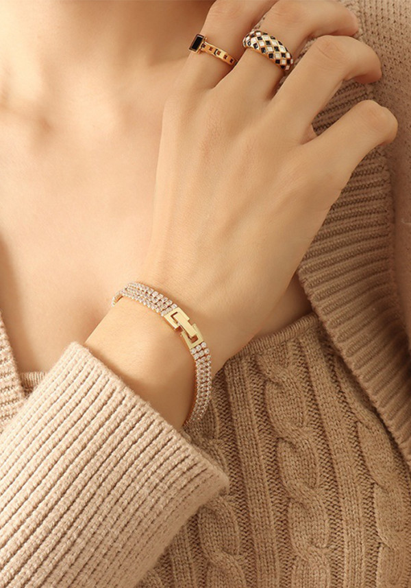 Exquisita y lujosa pulsera de circón con incrustaciones de diamantes para mujer, a la moda y versátil.