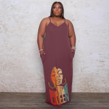 Plus Size Women Printed Slip Dress