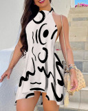 Damen-Kleid mit Trend-Print und tiefem Rückenausschnitt