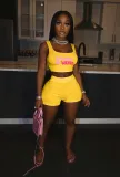 Women's Letter Print Tank Shorts Two-Piece Set