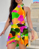 Damen-Kleid mit Trend-Print und tiefem Rückenausschnitt