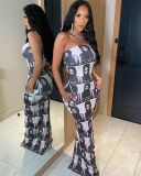 Vestido sin tirantes con estampado sexy de moda para mujer