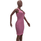 Vestido sin mangas sexy con escote en V profundo para mujer