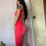 Frühling bedruckte Weste langes Kleid Damenbekleidung