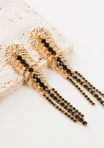 Women Long Alloy Diamond Tassel Leaf Chic Claw Chain Party Earrings