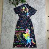 Damenmode mit Digitaldruck, lässig, locker, kurzärmlig, Swing-Kleid