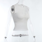 Camiseta básica sin mangas informal de primavera con tirantes de chaleco transparente de malla sexy