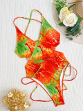 Traje de baño de una pieza Bikini Tie Dye Traje de baño Monikini estampado femenino